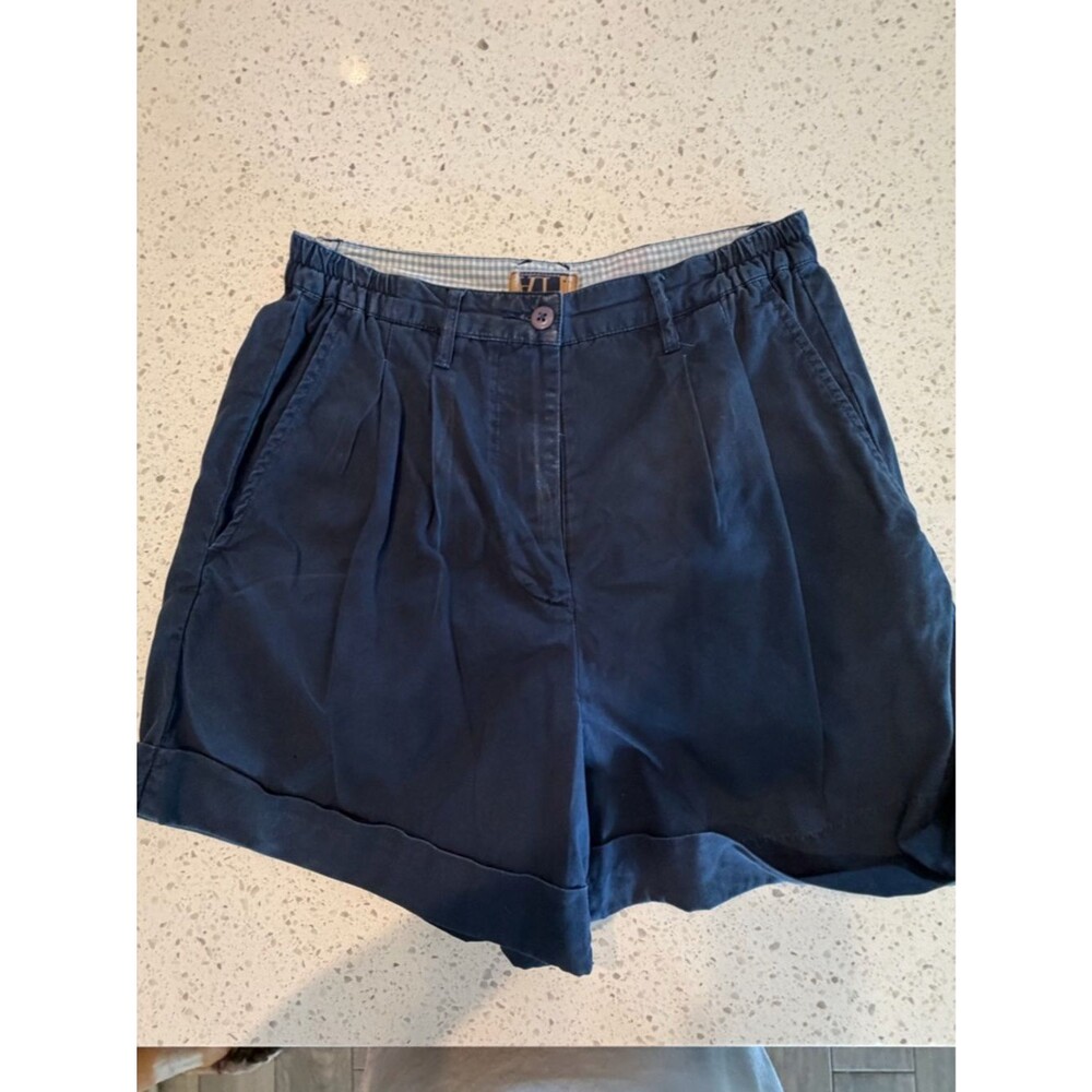 AT Denim Women’s Navy Relaxed Pleat Shorts 4